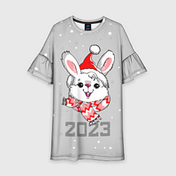 Детское платье Белый кролик в шарфе 2023