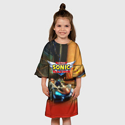 Платье клеш для девочки Team Sonic racing - hedgehog - video game, цвет: 3D-принт — фото 2