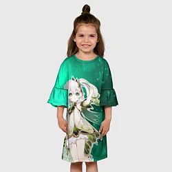 Платье клеш для девочки Дендро Архонт - Нахида, цвет: 3D-принт — фото 2
