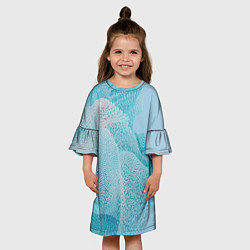 Платье клеш для девочки Волнообразное голубое множество шаров, цвет: 3D-принт — фото 2