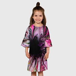 Платье клеш для девочки Розовые краски и волны, цвет: 3D-принт — фото 2
