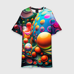 Платье клеш для девочки Абстрактные космические шары, цвет: 3D-принт