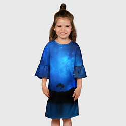 Платье клеш для девочки Звездное небо и одинокое дерево, цвет: 3D-принт — фото 2
