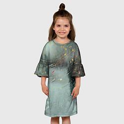Платье клеш для девочки Абстрактная зима и краски, цвет: 3D-принт — фото 2