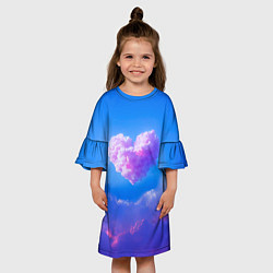 Платье клеш для девочки Облако в форме сердца, цвет: 3D-принт — фото 2
