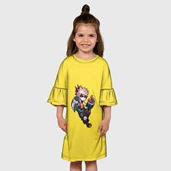 Платье клеш для девочки Бакуго Кацуки - желтый фон, цвет: 3D-принт — фото 2