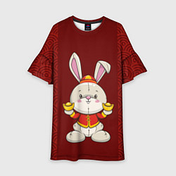 Платье клеш для девочки Китайский кролик, цвет: 3D-принт