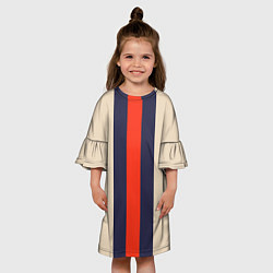 Платье клеш для девочки Полосы триколор синий красный, цвет: 3D-принт — фото 2