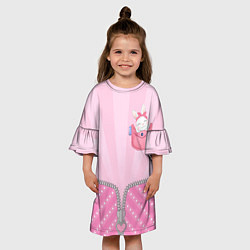 Платье клеш для девочки Маленькая зайка в кармане, цвет: 3D-принт — фото 2