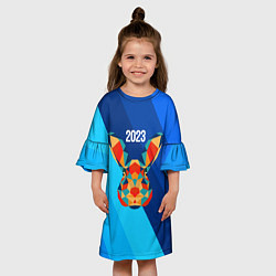 Платье клеш для девочки Кролик из мозаики 2023, цвет: 3D-принт — фото 2