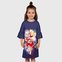 Платье клеш для девочки Новогодняя Паймон - Genshin impact, цвет: 3D-принт — фото 2