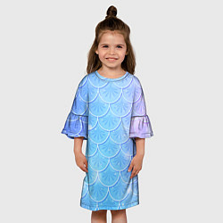 Платье клеш для девочки Голубая чешуя русалки - паттерн, цвет: 3D-принт — фото 2