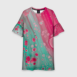 Платье клеш для девочки Розовые и голубые краски, цвет: 3D-принт