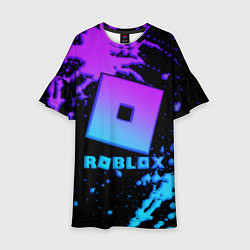 Платье клеш для девочки Roblox logo neon gradient, цвет: 3D-принт