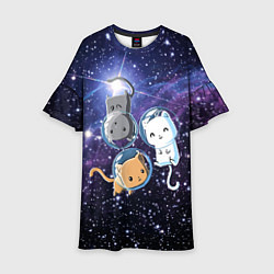 Детское платье Три котика в открытом космосе