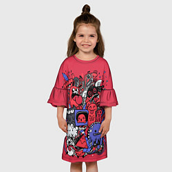 Платье клеш для девочки Монстрики графитти, цвет: 3D-принт — фото 2
