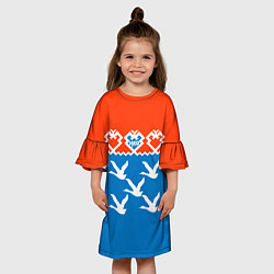 Платье клеш для девочки Герб города Чебоксары, цвет: 3D-принт — фото 2