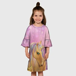 Платье клеш для девочки Фэнтези единорог, цвет: 3D-принт — фото 2