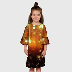 Платье клеш для девочки Золотистае звёзды, цвет: 3D-принт — фото 2