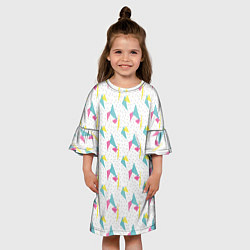 Платье клеш для девочки Паттерн треугольники, цвет: 3D-принт — фото 2