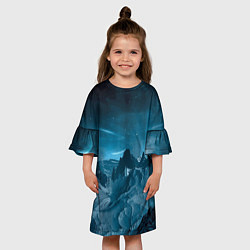 Платье клеш для девочки Снежные горные вершины, цвет: 3D-принт — фото 2