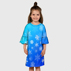 Платье клеш для девочки Снежинки в небе, цвет: 3D-принт — фото 2