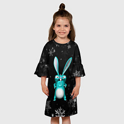Платье клеш для девочки Cheeky rabbit celebrates the new year, цвет: 3D-принт — фото 2