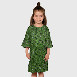 Платье клеш для девочки Милитари иероглифы, цвет: 3D-принт — фото 2