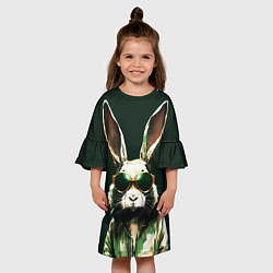 Платье клеш для девочки Заяц и очки, цвет: 3D-принт — фото 2