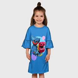 Платье клеш для девочки Poppy Playtime Хагги Вагги и Бокси Бу, цвет: 3D-принт — фото 2