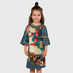 Платье клеш для девочки Абстрактное совмещение кубиков и шаров, цвет: 3D-принт — фото 2