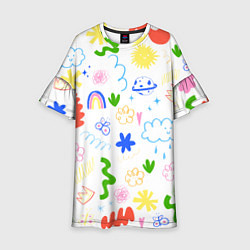 Платье клеш для девочки Детские рисунки, цвет: 3D-принт