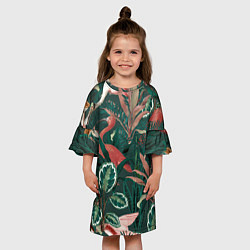 Платье клеш для девочки Фламинго паттерн, цвет: 3D-принт — фото 2