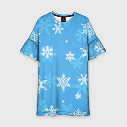 Платье клеш для девочки Голубой снегопад, цвет: 3D-принт
