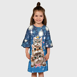 Платье клеш для девочки Кошачье трио, цвет: 3D-принт — фото 2