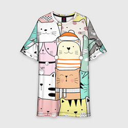 Платье клеш для девочки Котики и кошечки, цвет: 3D-принт