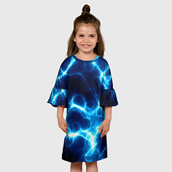Платье клеш для девочки Молния грозовая - электрические разряды, цвет: 3D-принт — фото 2