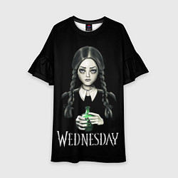 Детское платье Уэнсдэй на чёрном фоне