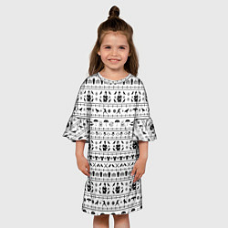 Платье клеш для девочки Black pattern Wednesday Addams, цвет: 3D-принт — фото 2