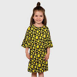 Платье клеш для девочки Шарики эмодзи на черном, цвет: 3D-принт — фото 2