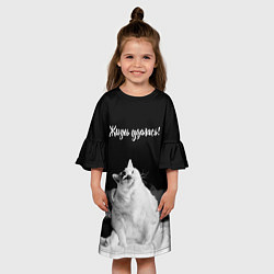 Платье клеш для девочки Жирный кот - жизнь удалась, цвет: 3D-принт — фото 2