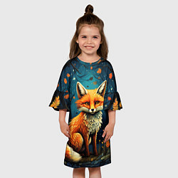 Платье клеш для девочки Лиса в Folk Art стиле, цвет: 3D-принт — фото 2