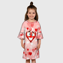 Платье клеш для девочки Влюбленное сердечко, цвет: 3D-принт — фото 2