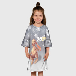 Платье клеш для девочки Славный кролик, цвет: 3D-принт — фото 2