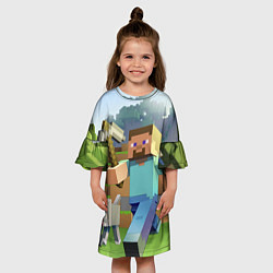 Платье клеш для девочки Майнкрафт с киркой, цвет: 3D-принт — фото 2