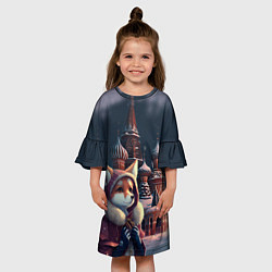 Платье клеш для девочки Лиса на Красной площади, цвет: 3D-принт — фото 2