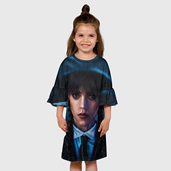 Платье клеш для девочки Уэнсдэй под зонтом, цвет: 3D-принт — фото 2