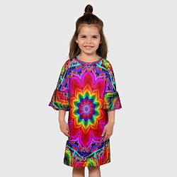 Платье клеш для девочки Волшебный радужный цветок, цвет: 3D-принт — фото 2