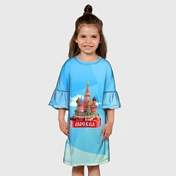 Платье клеш для девочки Россия Москва, цвет: 3D-принт — фото 2