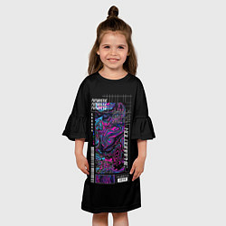 Платье клеш для девочки Futuristic metallic holograph, цвет: 3D-принт — фото 2